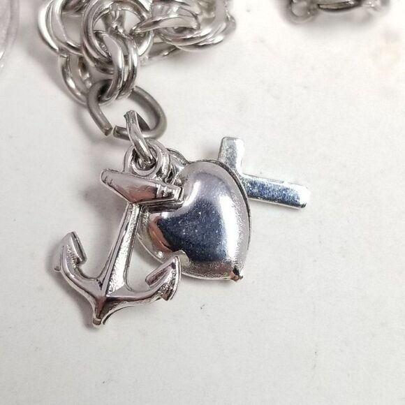 Vintage Sterling Silver Double Link Chain Charm Bracelet with 6 Charms, Estate - Picture 8 of 12